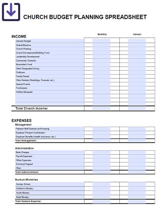 Free Church Budgeting Template And Guide Vanco Worksheets Library