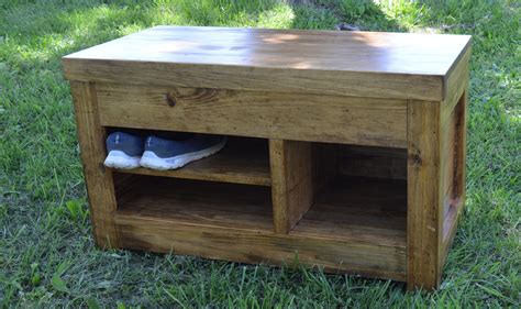 Rustic Entryway Bench with Storage Wood Shoe Cubby Bedroom | Etsy