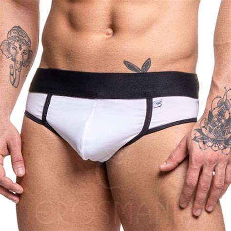 Cueca Erótica Slip Branco e Preto Sex Shop Erosmania