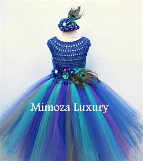 Peacock flower Girl Dress