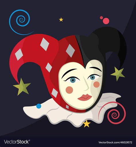 Isolated clown jester avatar with harlequin hat Vector Image