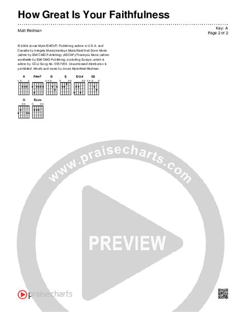 How Great Is Your Faithfulness Chords PDF (Matt Redman) - PraiseCharts