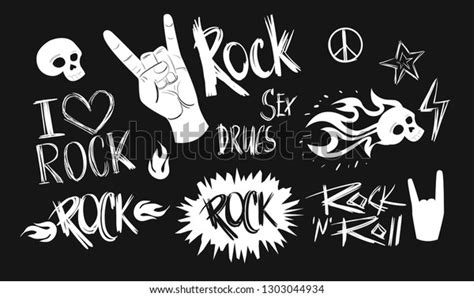 Set Rock Roll Signvector Illustration Stock Vector Royalty Free 1303044934 Shutterstock