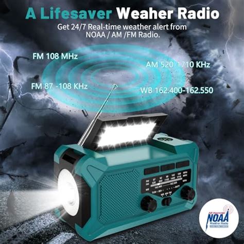 Amiluo Radio météo d urgence 10 000 mAh radio solaire AM FM NOAA à