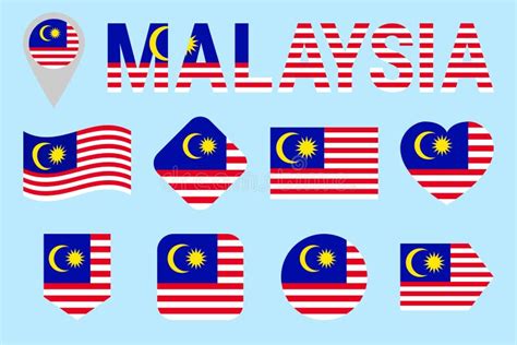 Set Icons Flags Malaysian Stock Illustrations Set Icons Flags