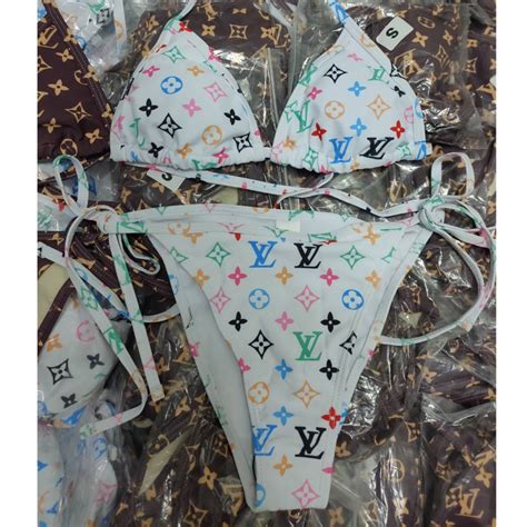 Bikini ลายกราฟก Monogram หลยส วตตอง สขาว Shopee Thailand