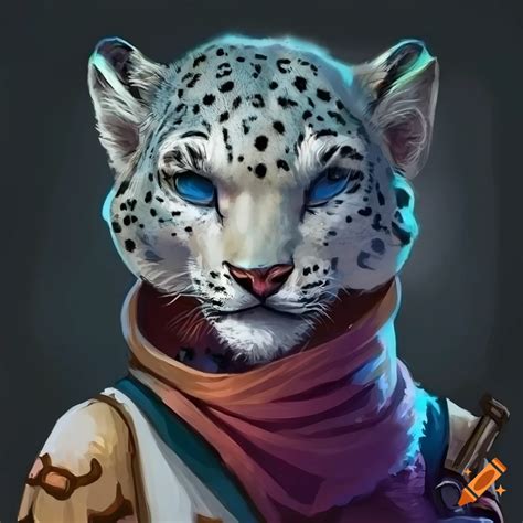 Fantasy Portrait Of A Snow Leopard Inspired Tabaxi Rogue On Craiyon