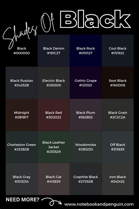 95+ Black Hex Codes (Incl. Swatches And Black RGB Codes) | Black color ...