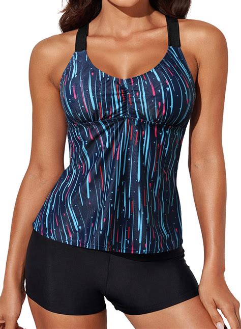 No Bottom Womens Printed Strappy Racerback Tankini Swim Top X Large