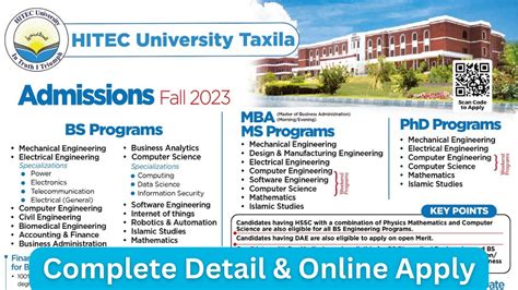 Hitec University Taxila Admission 2023 Hitec University Fee Structure