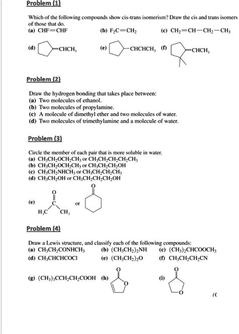 Solved Which Of The Following Compounds Show Cis Trans Isomerism Draw