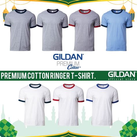 Gildan Premium Cotton Ringer Unisex Adult T Shirt 180gsm 76600