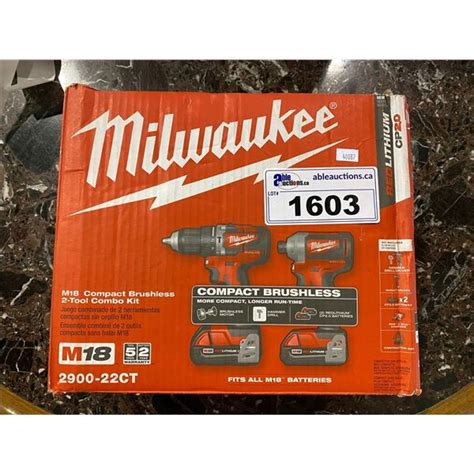 New In Box Milwaukee M18 Compact Brushless 2 Tool Combo Kit 2900 22ct