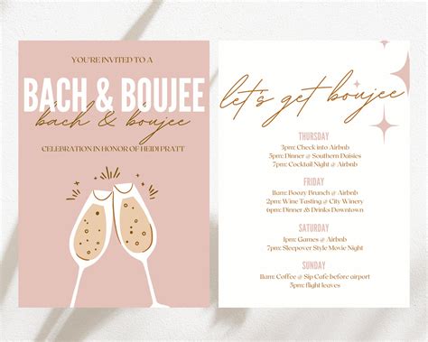 Bach And Boujee Invite Custom Bach Boujee Itinerary Boujee