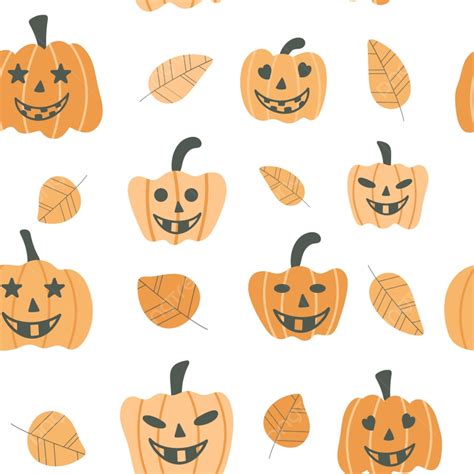 Seamless Background With Pumpkin Faces For Halloween, Fabric ...