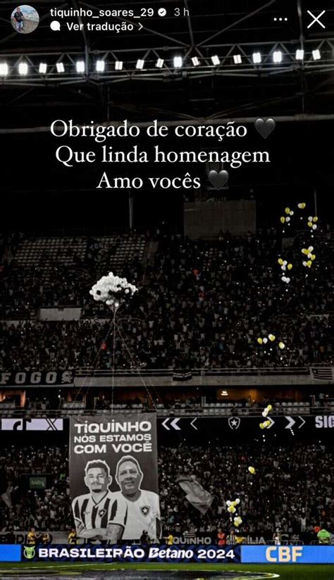 Tiquinho Soares publica agradecimento à torcida do Botafogo após