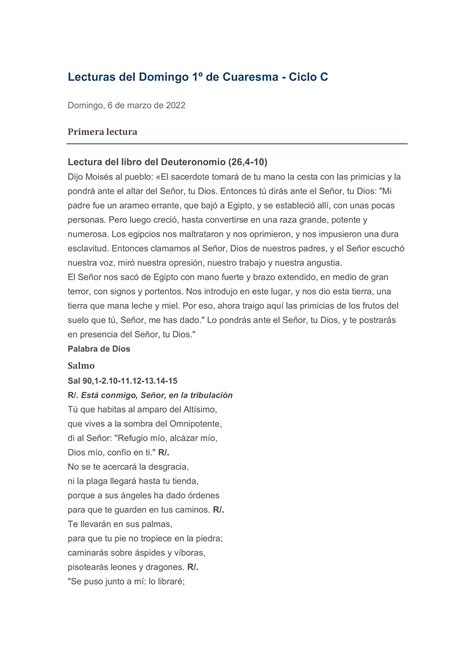 Lecturas Del Domingo De Cuaresma Pdf