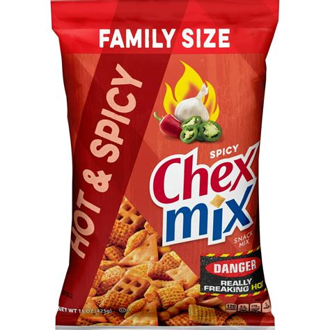 Chex Mix Snack Mix, Hot & Spicy, Family Size 15 Oz. - Walmart.com ...