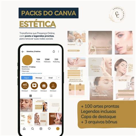 150 Pack Do Canva Estética Crie Posts Profissionais Elo7