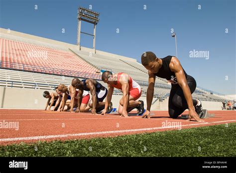 Runners In Starting Blocks Hi Res Stock Photography And Images Alamy