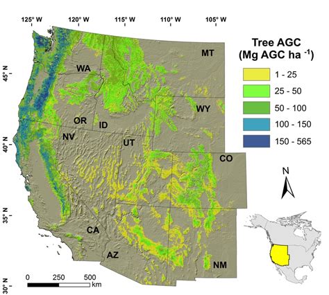 Study Area Extent State Boundaries And Live Tree Aboveground Carbon