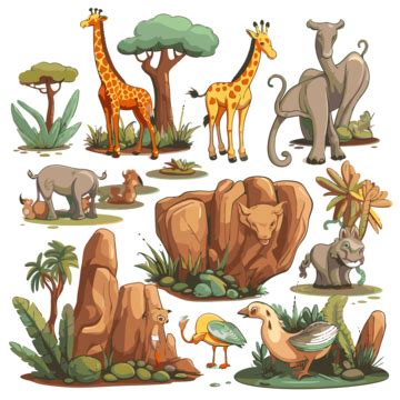 C Clipart Large Set Of Cartoon Animals In Various Habitats Vector, C ...