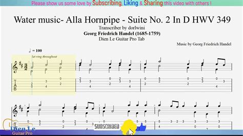 For Classical Guitar With TABs G F Handel Water Music Alla
