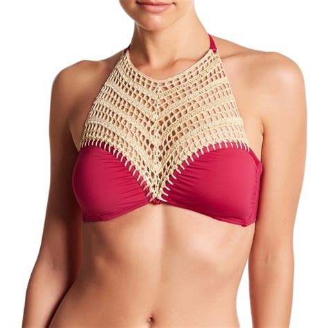 The Bikini Lab Swim The Bikini Lab Crochet High Neck Halter Bikini