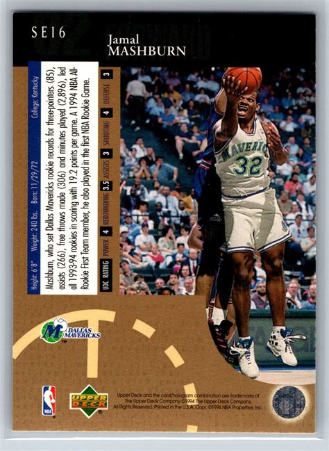 1994 95 Upper Deck Special Edition Jamal Mashburn Dallas Mavericks