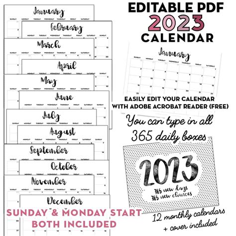 Monthly Calendar 2023 Printable Free Editable – Get Calendar 2023 Update