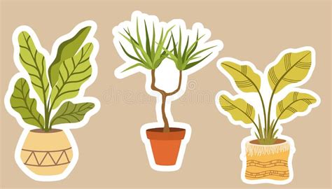 House Plants Stickers Set Of Hygge Tropical Patee Succulent Plants