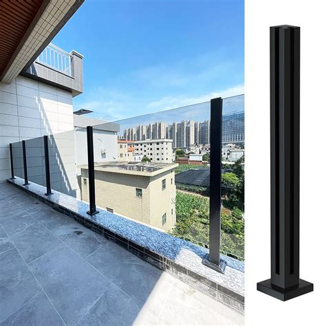 Amazon DOMART Black Glass Balustrade Post 304 Stainless Steel