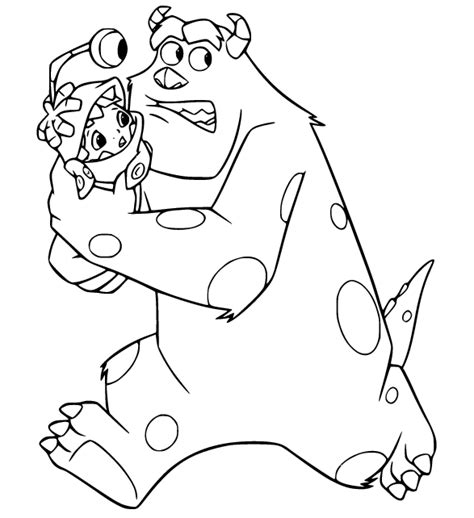 Sullivan Hugs Boo Happily Coloring Pages Monsters Inc Coloring Pages