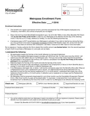 Fillable Online Minneapolismn Enrollment Form City Of Minneapolis Fax