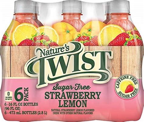 Natures Twist Zero Sugar Strawberry Lemon Citrus Diet Soda 16 Fl Oz