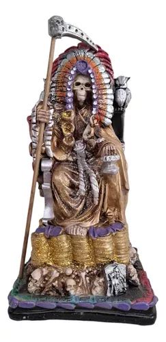 Figura Santa Muerte Azteca Penacho Millonario Cm Resina Cuotas Sin