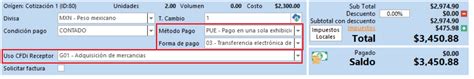 Lectura de Uso de CFDI Forma y método de pago del Cliente