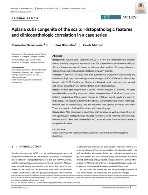 PDF Aplasia Cutis Congenita Of The Scalp Histopathologic Features