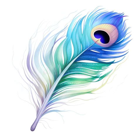 Beautiful White Peacocks Feather Clipart Illustration Stock