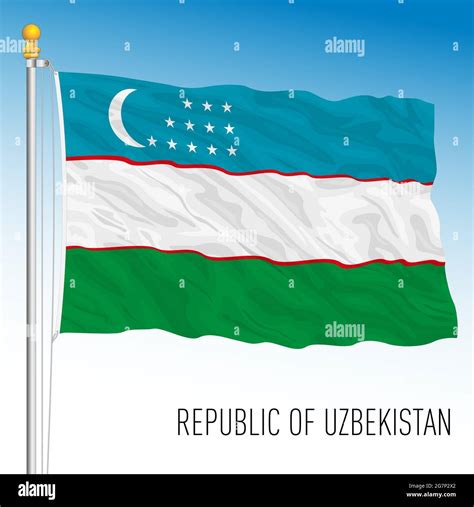 Uzbekistan official national flag, asiatic country, vector illustration ...