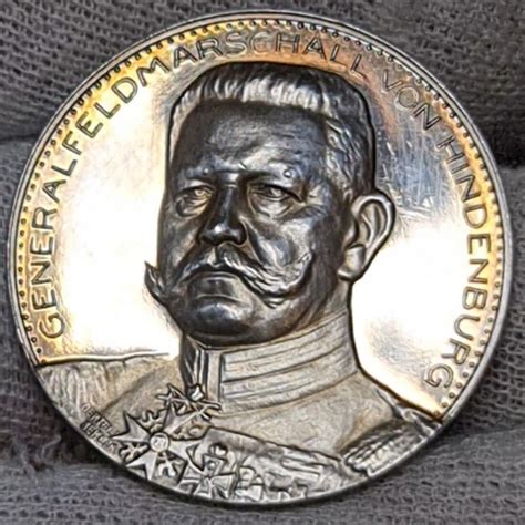 Deutschland 1 Weltkrieg Silbermedaille 1915 Hindenburg Dem Befreier