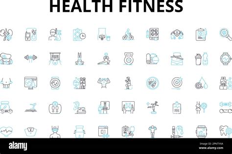 Health Fitness Linear Icons Set Strength Endurance Flexibility