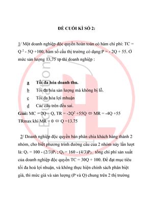 Tóm tắt các công thức của kinh tế vi mô BẢNG CÔNG THỨC KINH TẾ VI MÔ