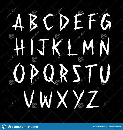 Hand Drawn Horror Alphabet Design Vector Illustration. Stock Vector ...