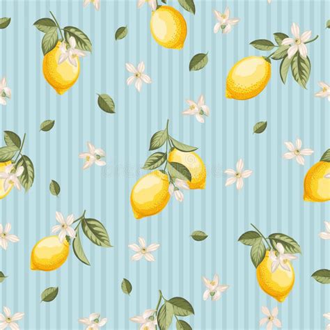 Seamless Citrus Pattern With Lemons Vector Illustration Stock Vector