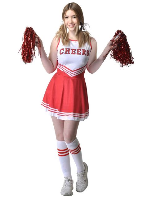Feisty Red Cheerleader Costume For Teen Girls
