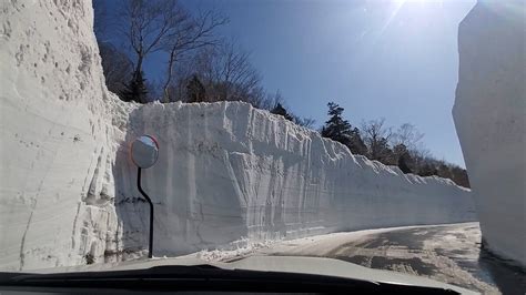 「雪の回廊」が開通 八甲田・十和田ゴールドライン約8kmの除雪作業が完了 雪壁の高さは約7メートル ライブドアニュース