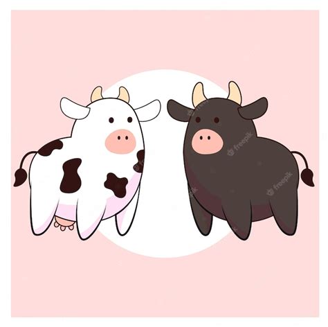 Premium Vector | Cute cow and bull cartoon vector illustration