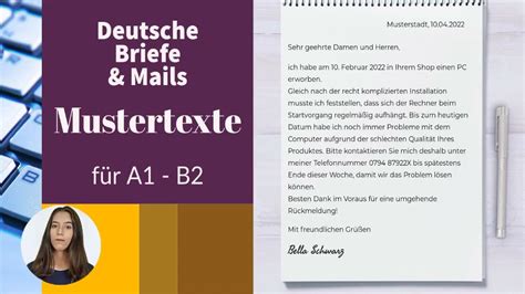 Deutsch Briefe E Mails Schreiben Musterbriefe A B Und B