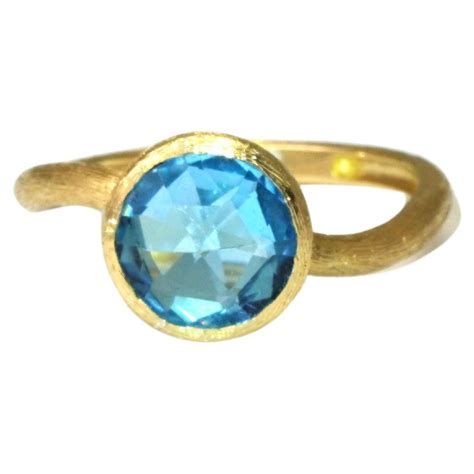 Swiss Blue Topaz Cocktail Ring 14 Karat Yellow Gold Huge Cocktail Ring